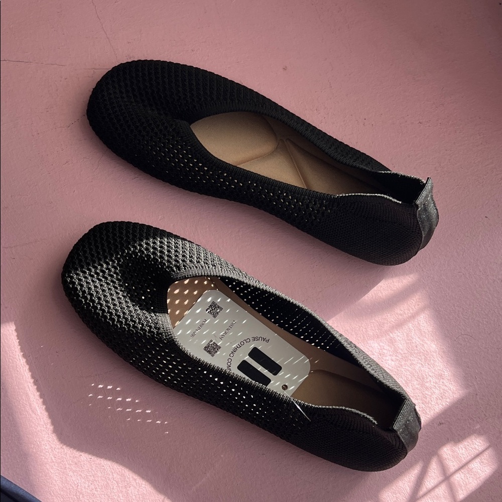 Everyday Knit Black Ballet Flats with Cushioned Insole